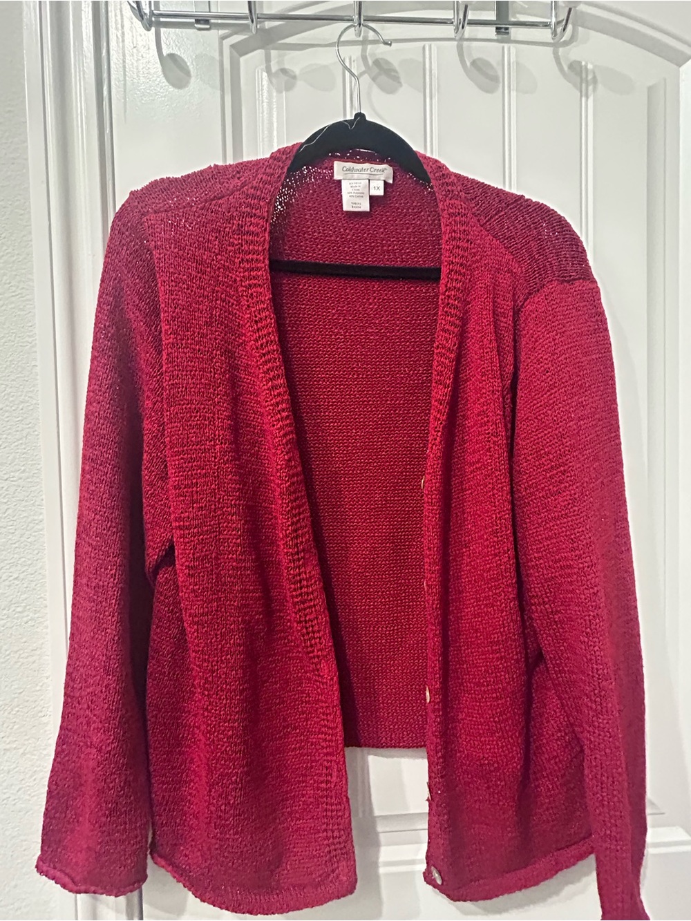 Red Button Front Women's Cardigan Sweater - Coldwater Creek